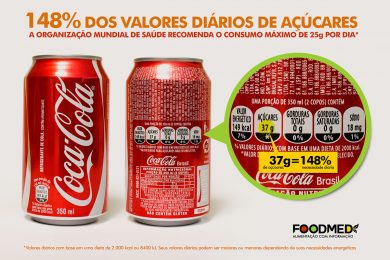 A famosa Coca-Cola: 37 g de açúcares em cada latinha (foto: Foodmed)